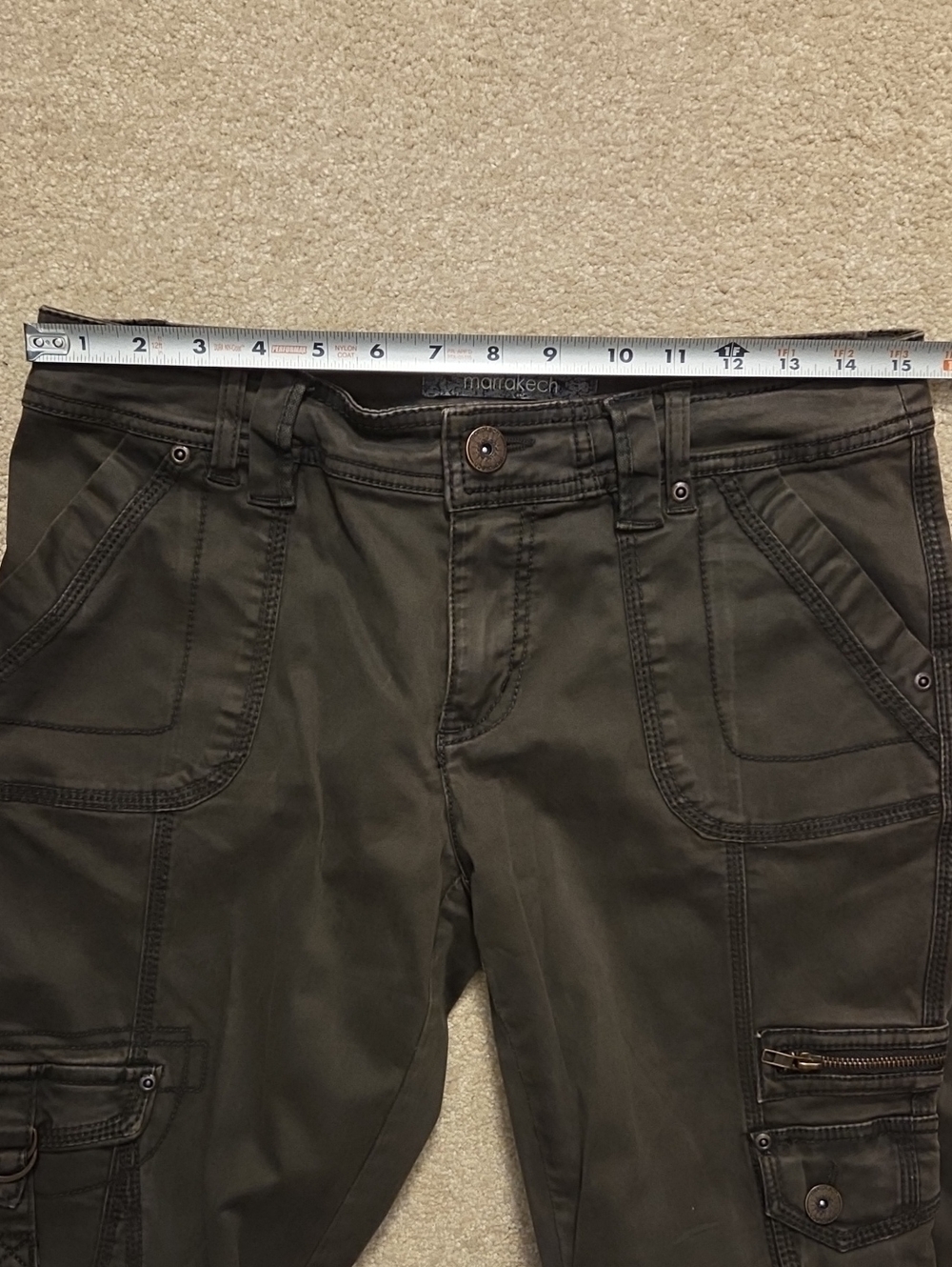 MARRAKECH BOOT CUT CARGO UTILITY PANTS DARK BROWN SIZE 28 - Picture 8 of 12